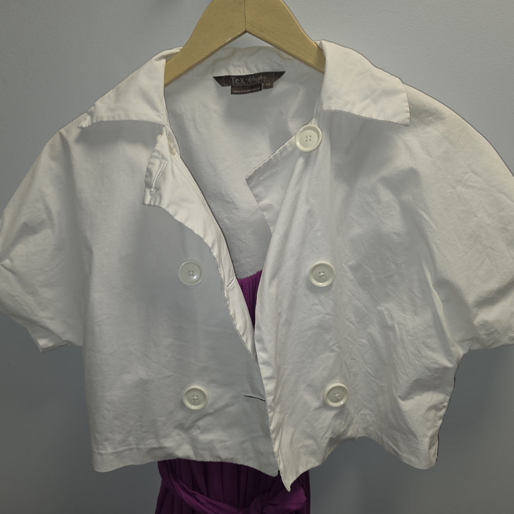 White Button-Up Cropped Jacket